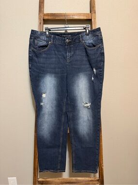 Maurices Women's Indigo Distressed Boyfriend Jeans